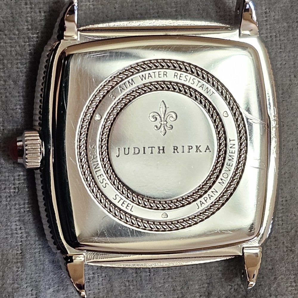 Judith Ripka Silver-Tone Watch with Red Accents and Red Strap - Picture 13 of 14